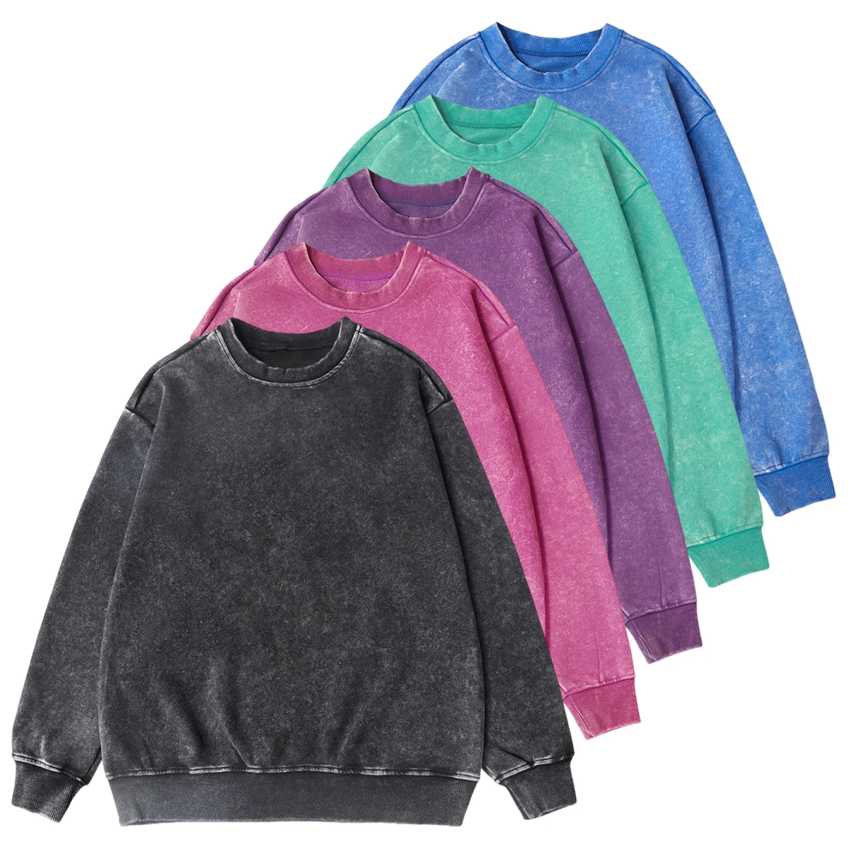 Sweat-shirt délavé en coton pour hommes et femmes, ample, col rond, vêtements surdimensionnés, coréen Y2k, hauts décontractés, Vintage, manches longues, à capuche