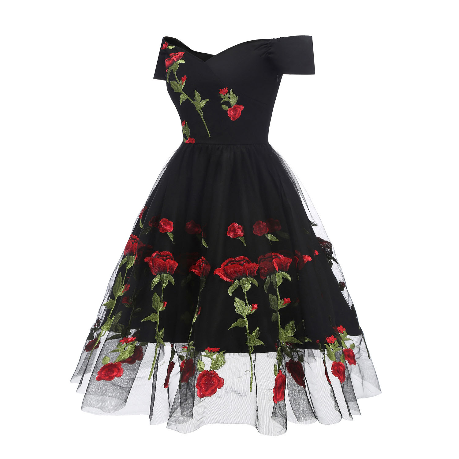 Robe de soirée brodée de fleurs roses pour femmes, col en V, élégante, maille plissée, imprimé Floral, tunique mi-longue blanche, Vintage, formelle, 2025
