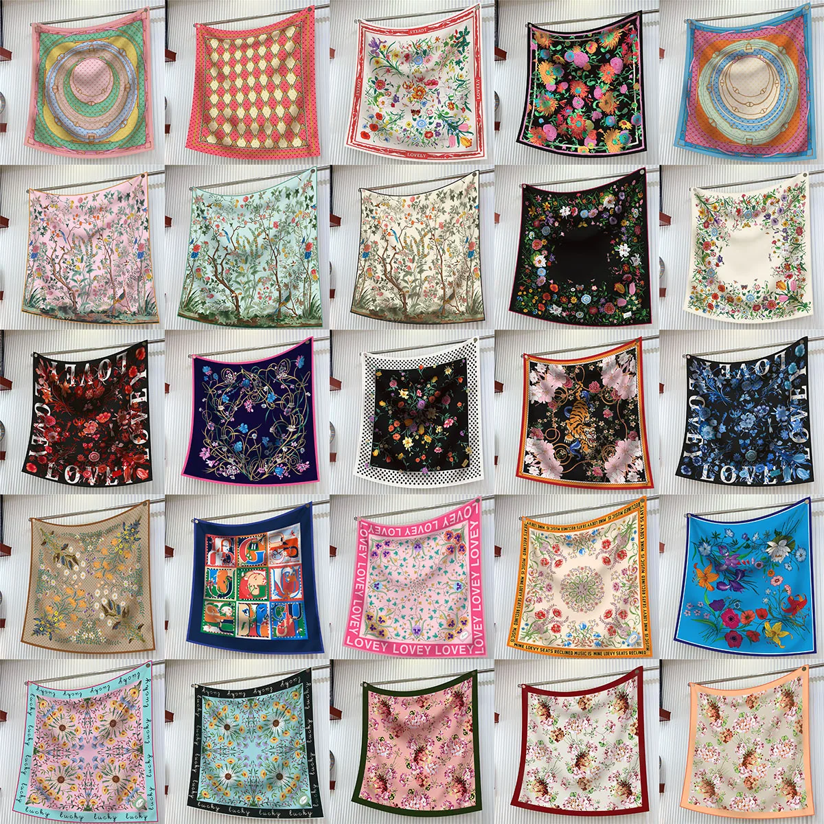 Foulard en soie pour femmes, châle d'été élégant, couvre-chef, Bandana, idée cadeau pour la fête des mères, nouvelle mode 90x90CM 2024