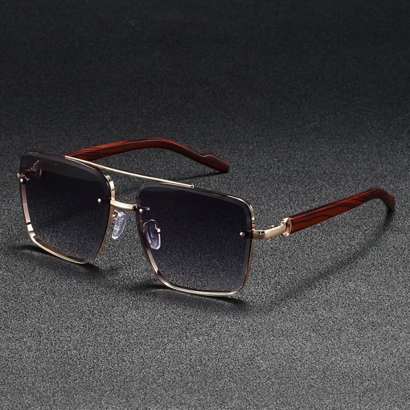 Lunettes de soleil carrées de luxe pour hommes, nouvelles lunettes de créateur vintage en bois, lunettes de mode pour femmes, lunettes dégradées pour les vacances