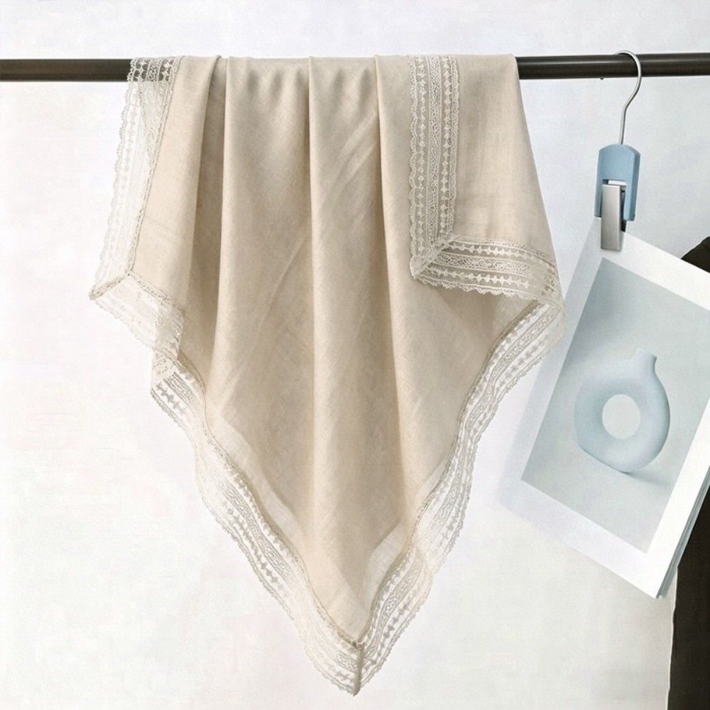 Écharpe carrée de luxe 100x100cm, tissage uni, protection solaire, avec bordure en dentelle, bandeau de plage
