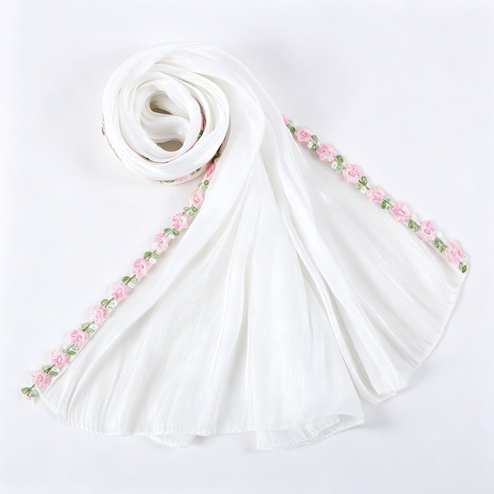 Foulard pour femmes ﻿ Voile polyvalent léger et brillant à motif floral, hijab drapé respirant pour événements formels