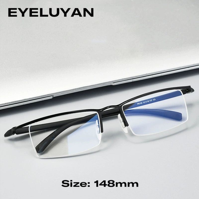 EYELUYAN demi-jante métal lunettes cadre pour hommes lunettes mode Cool optique-lunetterie homme lunettes Prescription cadre P8190
