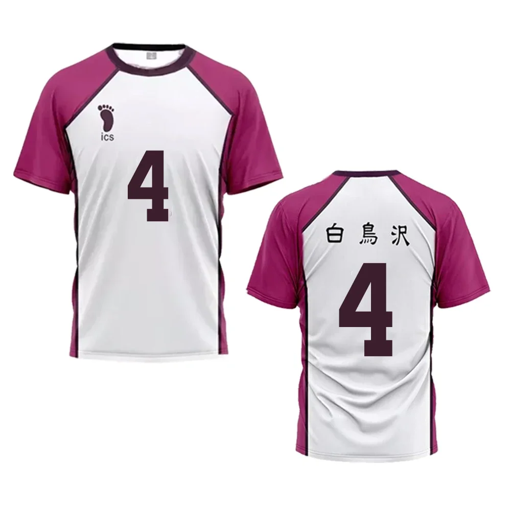 Haikyuu maillot japonais Anime Cosplay hauts Shiratorizawa académie volley-ball uniforme sport ample t-shirt