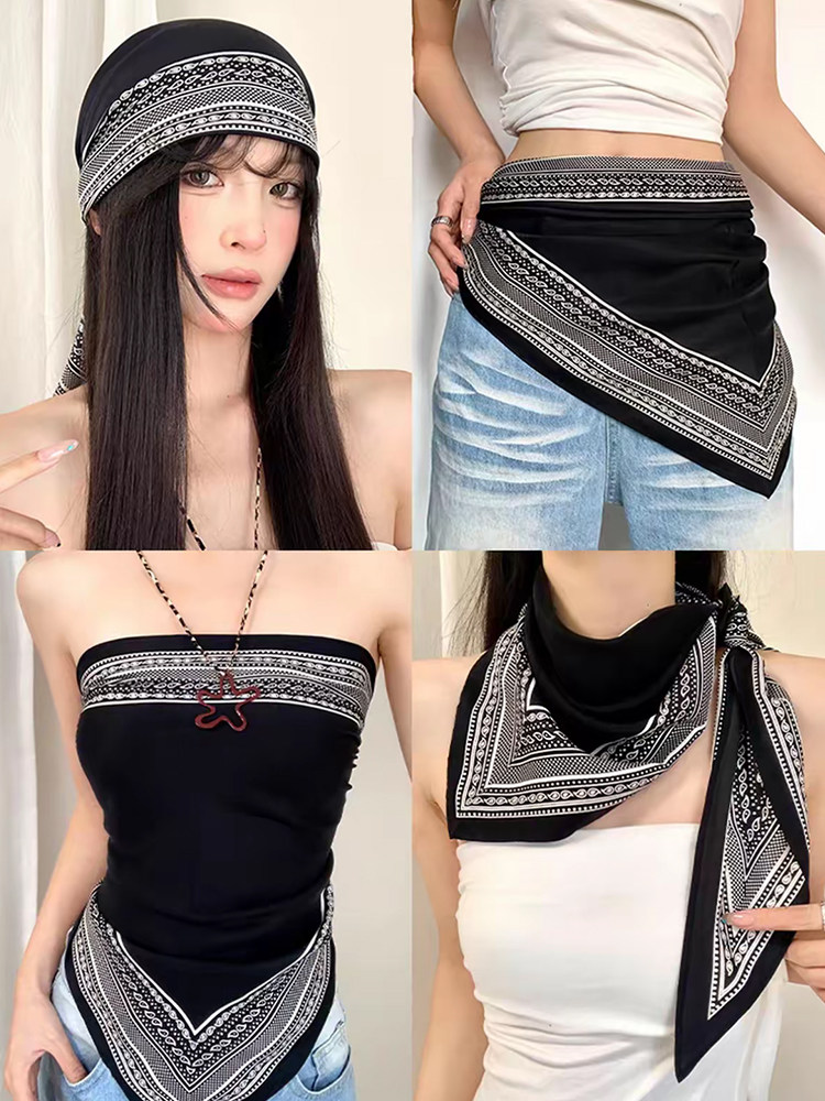 Écharpe triangulaire, nouveau design, écharpe bandana tendance pour femmes, écharpe de plage d'été et châle, décoration pour pantalon