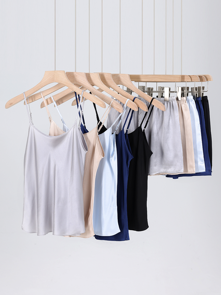 Suyarepl. Ensemble camisole et short pour femme, 19mm, 100% Real Inj, fibre chic, camisoles monochromes, blanc, rose, beige, été, 2024
