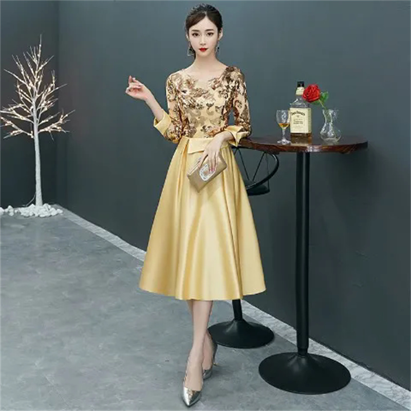 Robe de soirée femmes 2025 printemps nouveau tempérament élégant haut de gamme lumière luxe Banquet soirée hôte Performance Noble robe femme