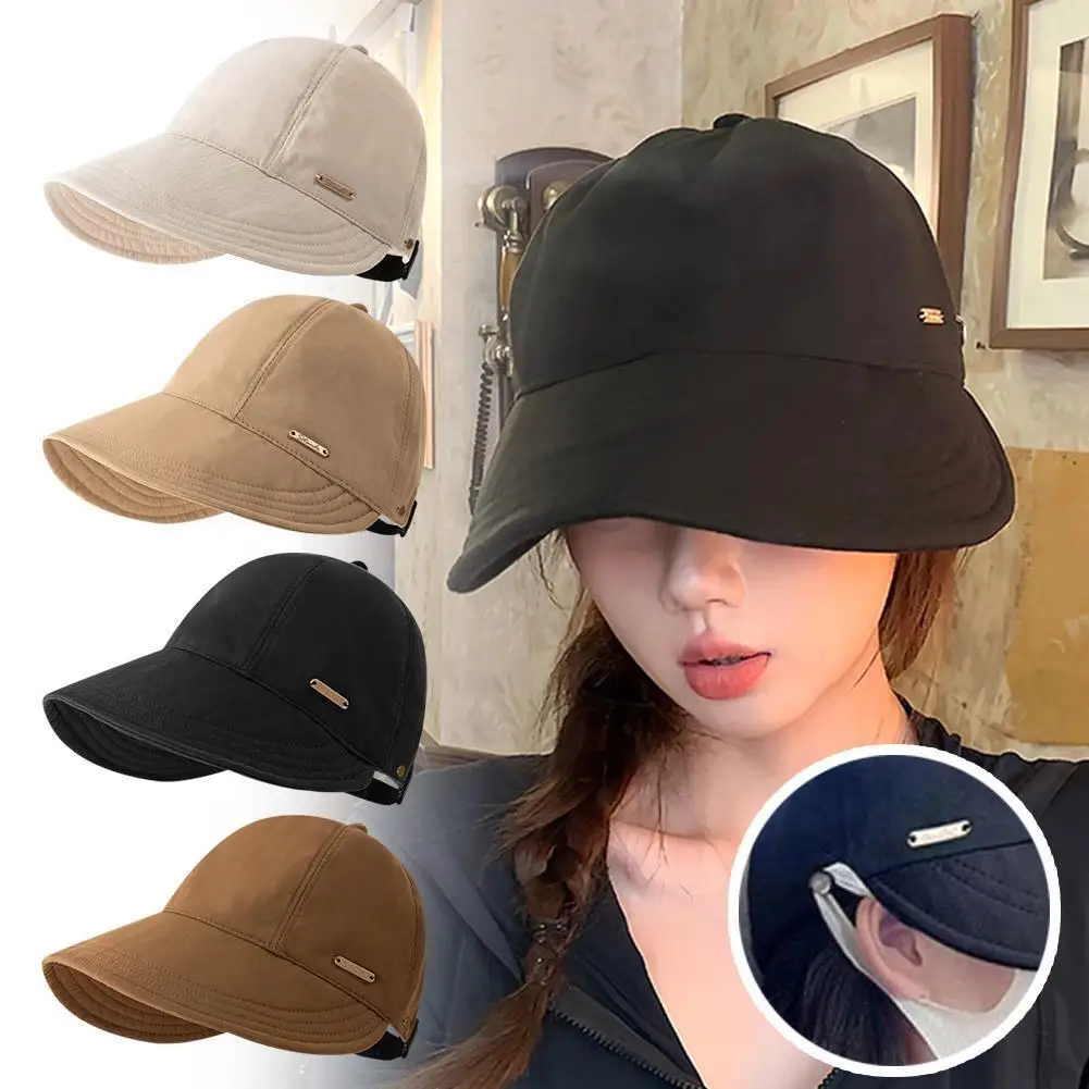 Chapeau de soleil d'été pour femme, casquette de baseball tendance à large bord, protection UV, idéale pour les voyages en extérieur et la plage, ajustable