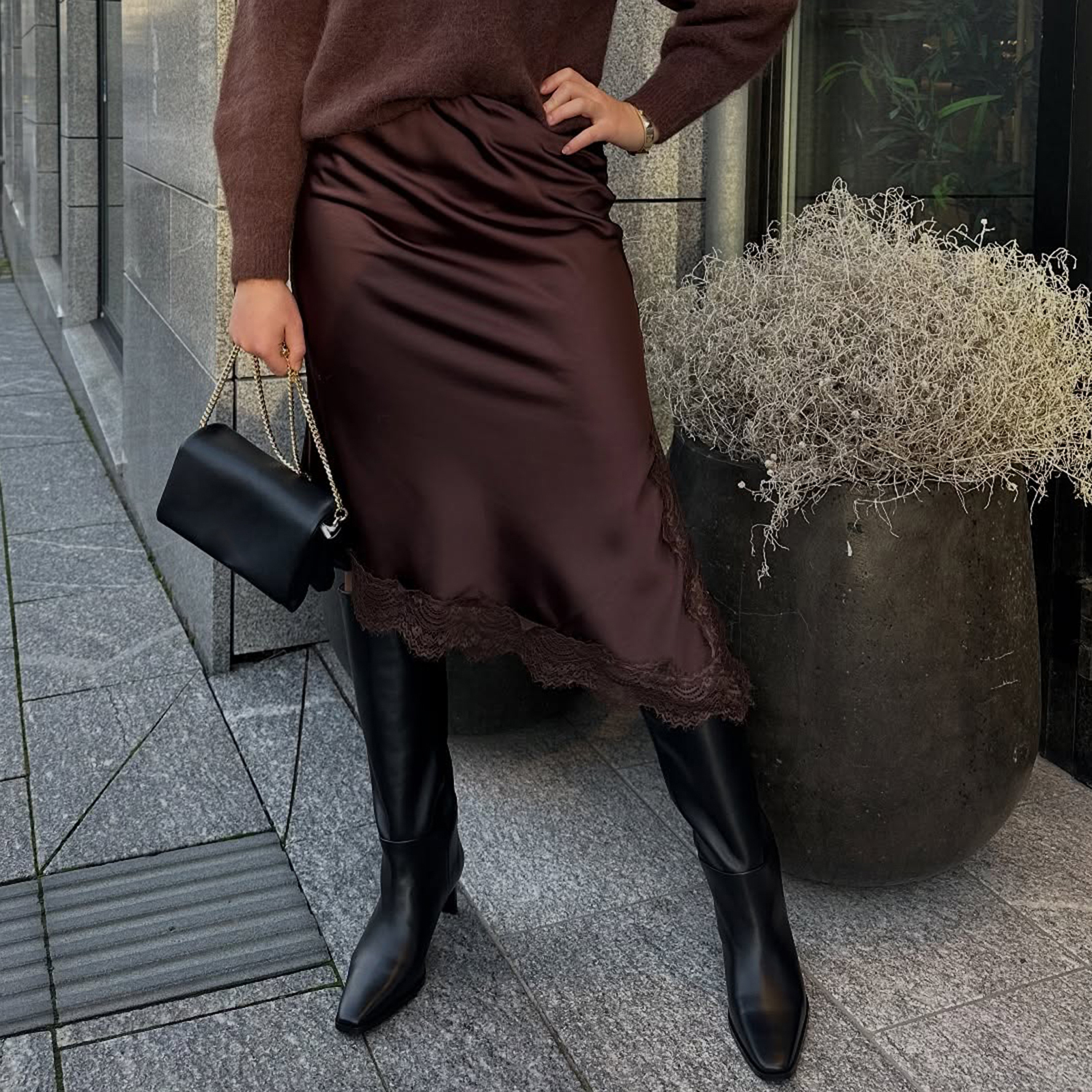 Jupe mi-longue en Satin et dentelle pour femmes, imprimé à pois, taille haute, ligne a, Vintage, soie, robe de sortie, Streetwear, Clubwear, Y2k