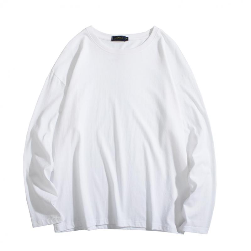 T-shirt blanc à manches longues pour hommes et femmes, S-3XL haut T-shirt blanc pour documents solides