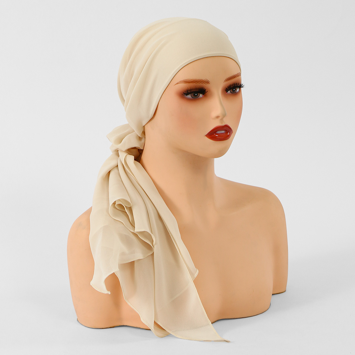Nouveaux hijabs instantanés en jersey de mousseline pour femmes, avec attache de cheveux en mousseline, turban élastique, bonnet respirant pour l'Aïd, 85*70cm