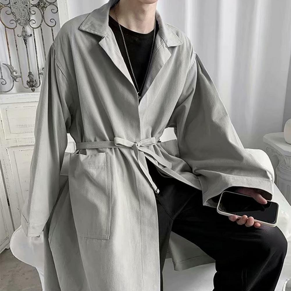 Manteau long à boutonnage boutonné de style coréen pour hommes, coupe-vent masculin, trench-coat d'affaires, pardessus décontracté, printemps