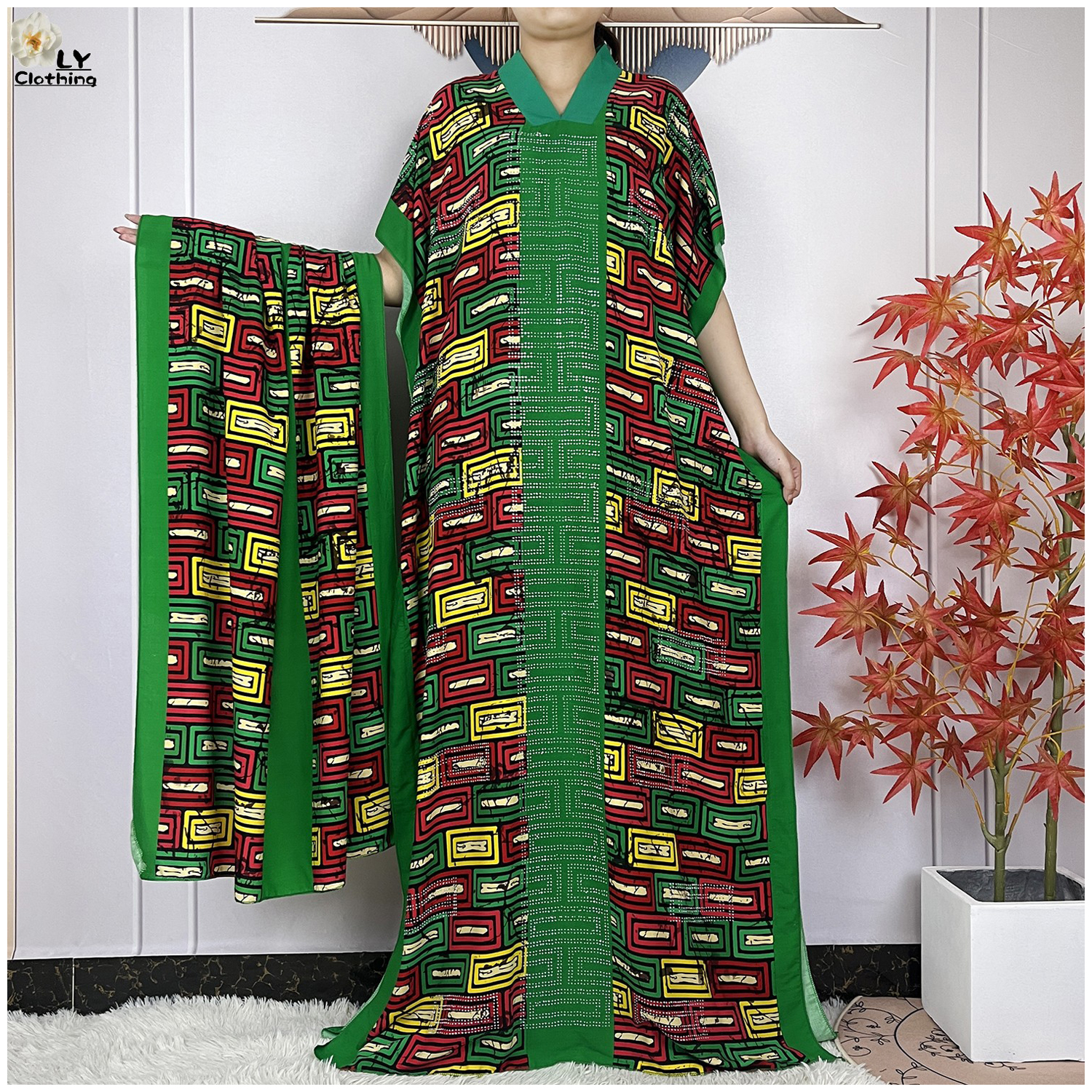 Robe en coton pour femmes musulmanes avec grande écharpe, robe d'été à manches courtes, Dashiki africain, vêtements Abaya, nouveau, 2024
