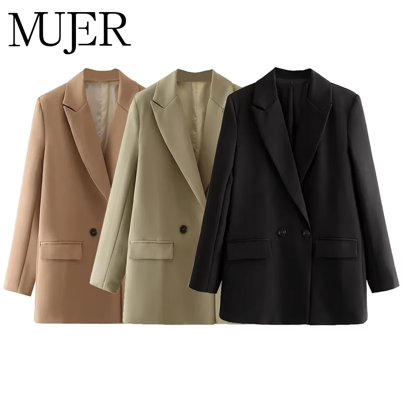 MUJER 2025 femmes Blazers nouveau bureau jolie pochette femme droite vêtements d'extérieur mode femmes couture Blazers pour femmes manteaux