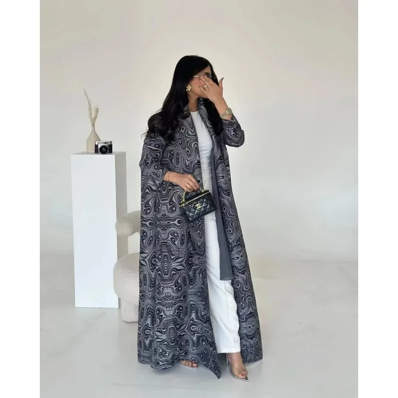KAF femmes mode Abaya Vintage imprimé Cardigan conception ample grande taille élégante femme luxe Robe printemps automne modèle