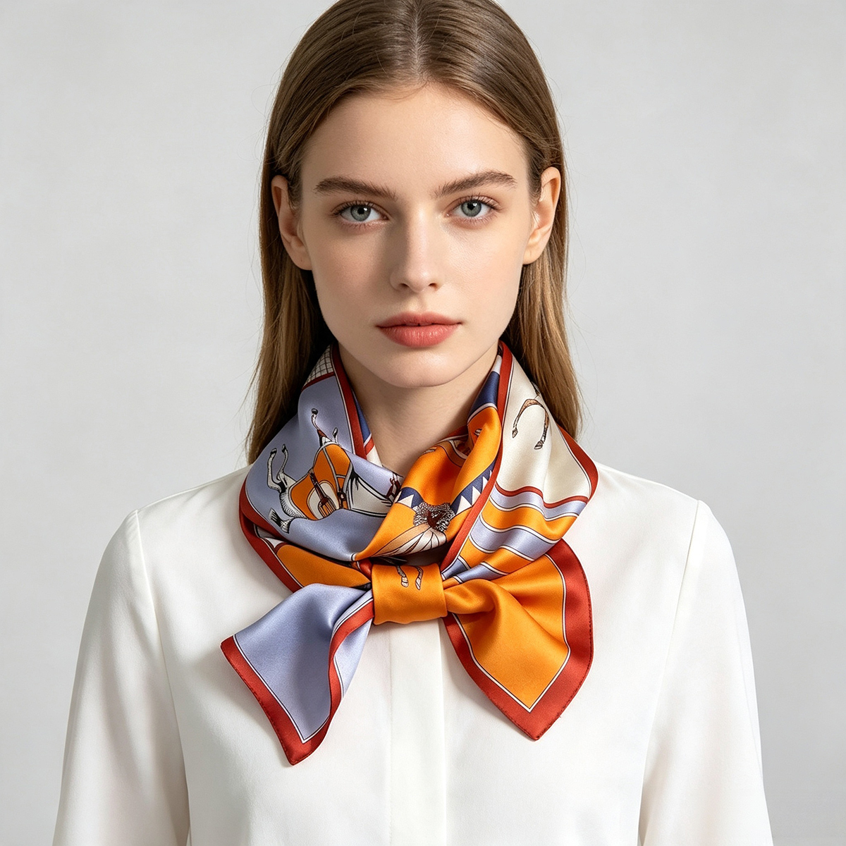 Foulard imprimé chevaux français, bandeau, écharpe de cou, foulard féminin, écharpes fines pour femme, satin doux