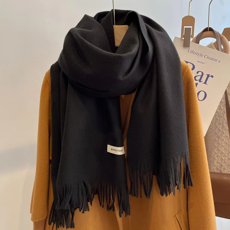 26 couleurs solide femmes hiver écharpe chaud épaissir cachemire châle en plein air mode luxe glands Pashmina dame Wrap coupe-vent foulards