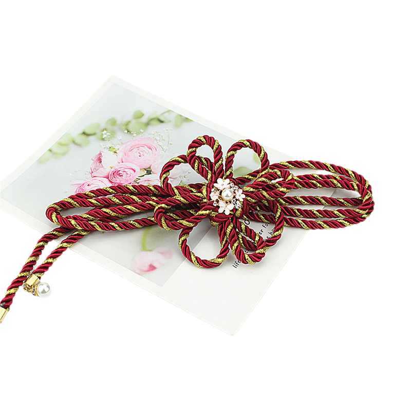 Ceinture de peignoir Kimono japonais, pétales tissés à la main, nœud propieux, décoration de perles, taille Obi, accessoires de ceinture, broche