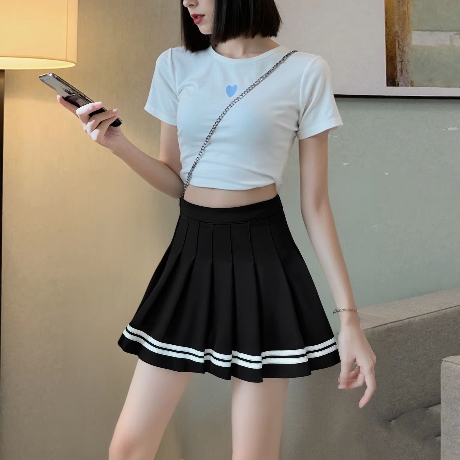 Jupes plissées trapèze pour femmes, mode estivale, taille haute, style chic coréen, style preppy, vêtements JK, streetwear décontracté Y2K