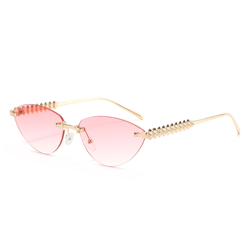 Lunettes de soleil œil-de-chat sans monture pour femme, marque de luxe 2025, ovales, dégradées, tendance, élégantes et uniques