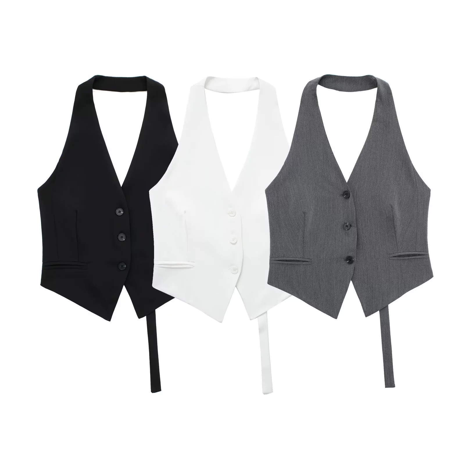 Gilet court sans manches pour femmes, épaules dénudées, dos nu, col en V, gilet court d'été, tenues quotidiennes, 2025