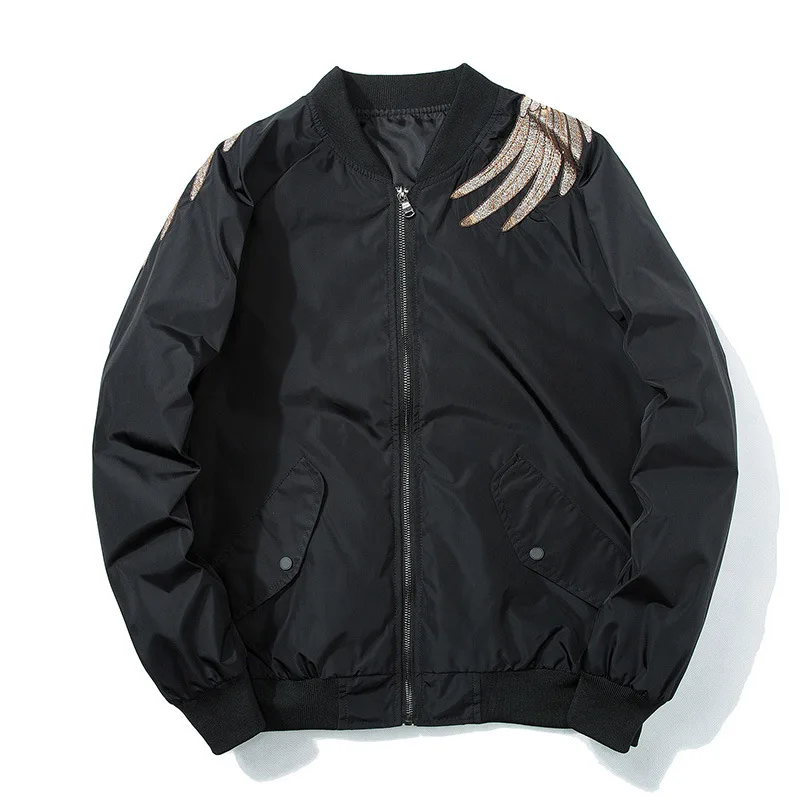 Veste de baseball brodée d'oiseaux pour hommes et femmes, blouson aviateur pilote, manteau décontracté pour jeunes couples, streetwear japonais, mode printemps