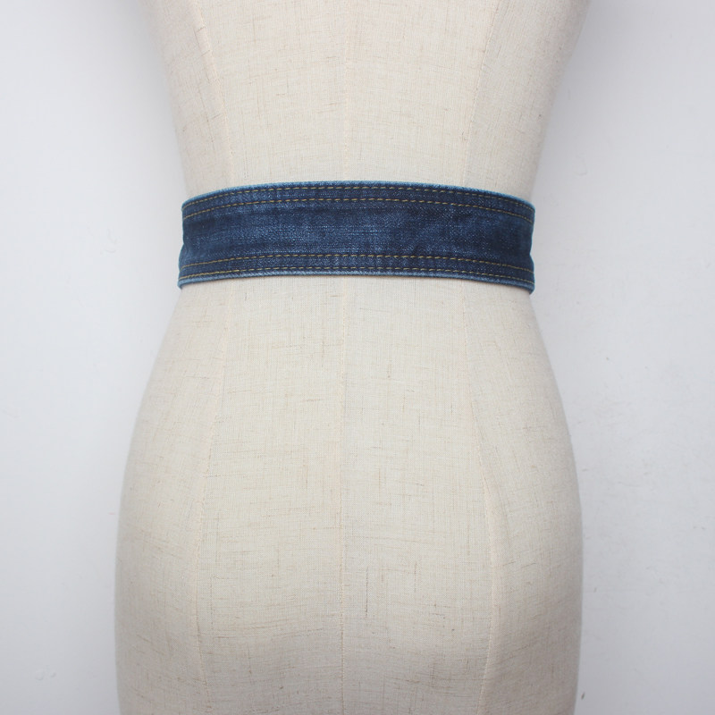 Ceinture en jean pour femme, ceinture décorative bleue pour robe, ceinture de mode, ceinture de taille, boucle à ardillon argenté, ceinture pour jeans