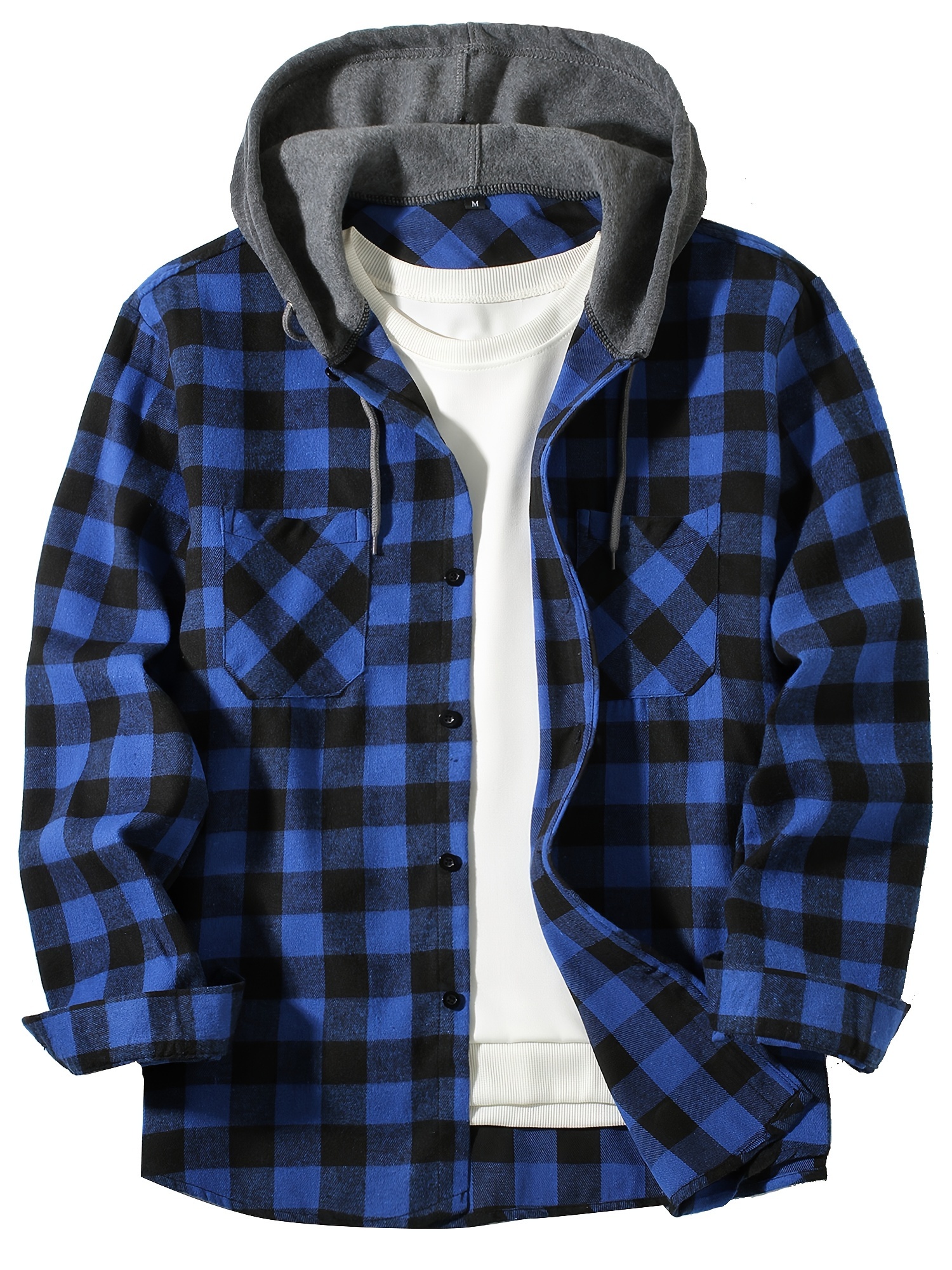 Nouveau manteau printemps-automne pour homme, chemise à capuche à carreaux ample, grande taille, mode décontractée, chemise à manches longues, style streetwear, tailles S-3XL