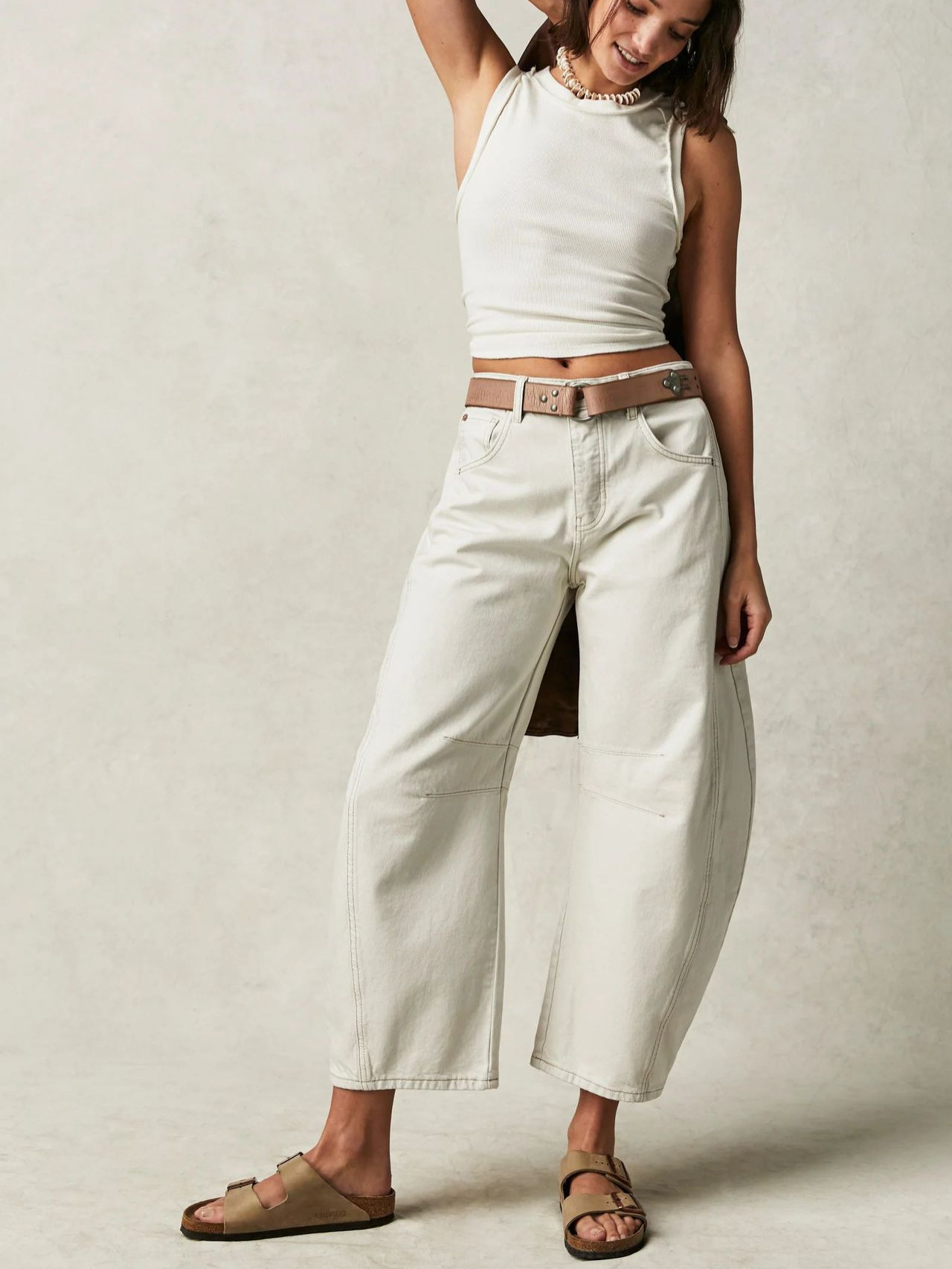 Jean long en denim de coton pour femme, pantalon décontracté taille haute, coupe courte, style bohème plage, baggy, printemps-été