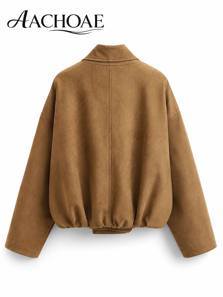 Veste en Faux Daim pour Femme, Coupe Ample, Ouverte sur le Devant, Style Minimaliste, Vêtement d'Extérieur Décontracté, Automne Hiver