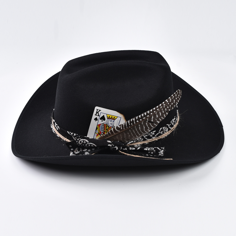 Chapeau de Cowboy occidental fait à la main pour femmes, chapeau de Cowgirl Vintage à gros bord, Cloche pour hommes, casquettes d'église