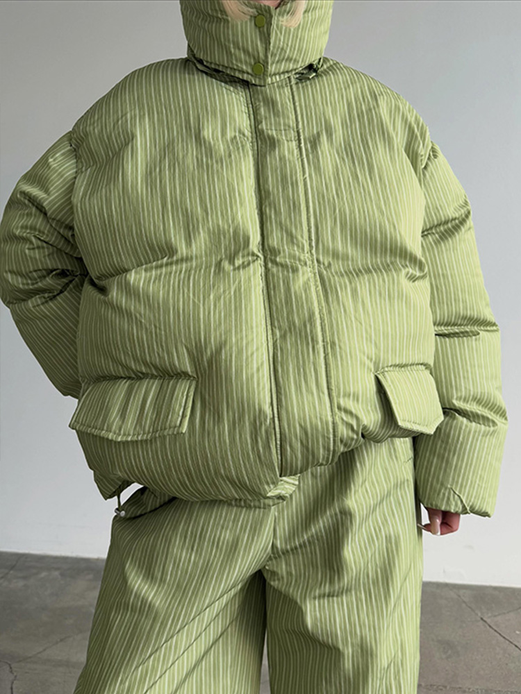 Ensemble décontracté rayé pour femme : Manteau et pantalon en coton, à capuche, avec fermetures éclair, épais, collection automne-hiver 2026, tenues féminines tendance