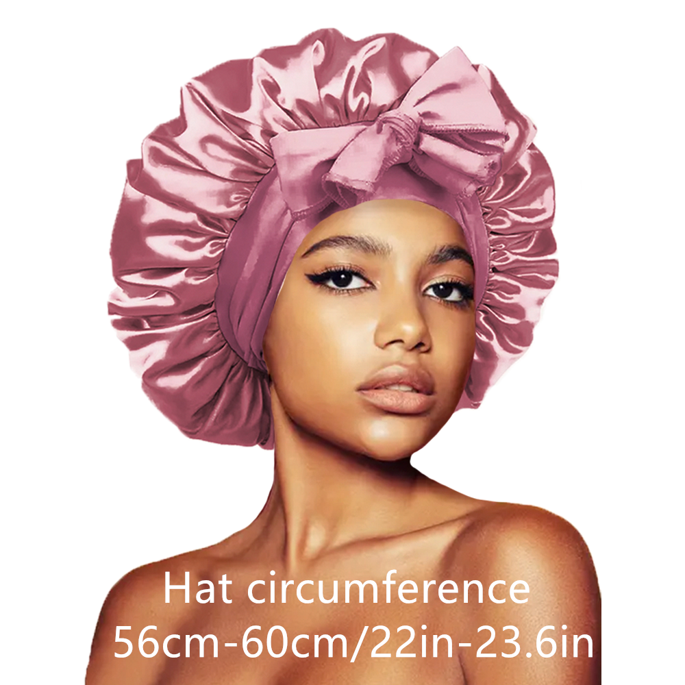 Bonnet en satin extra large avec nœud pour cheveux naturels, bonnet de nuit réversible en soie pour tresses, protection ajustable pour les cheveux la nuit