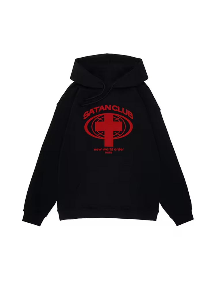 Sweats à capuche graphiques PVD Satan Club pour hommes, manches longues, streetwear Y2K, vêtements d'hiver, mode coréenne, Harajuku