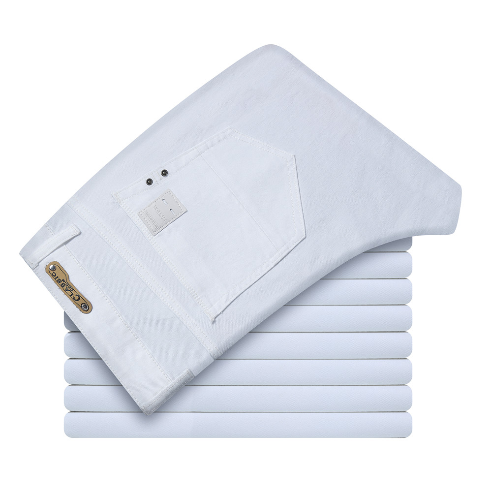 Jean blanc pour hommes, mode décontractée, Style classique, coupe Slim, pantalon doux, marque masculine, pantalon extensible avancé