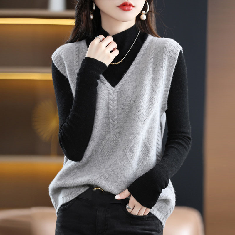 Gilet femmes automne nouveau 2025 col en V pull tricot gilet hauts femme décontracté sans manches couleur unie pull gilet femme