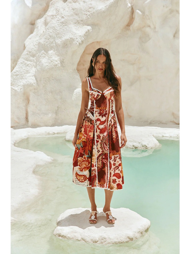 Nouvelle Robe Longue Élégante pour Femme, Modèle Été 2026, avec Bretelles Imprimées, Style Soirée, Coupe Trapèze Sexy