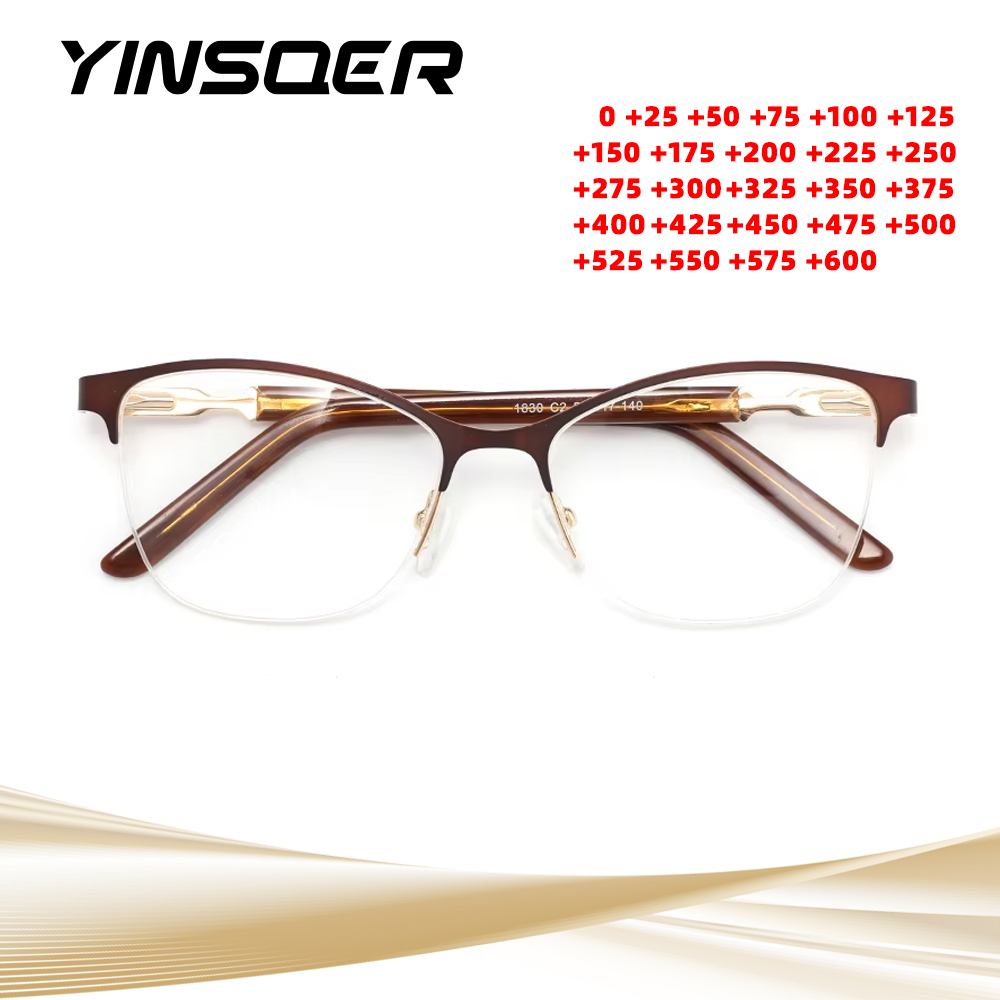 Lunettes carrées vintage pour femmes, montures de lunettes, œil de chat, demi-lunettes minces, presbytie avec dioptrie