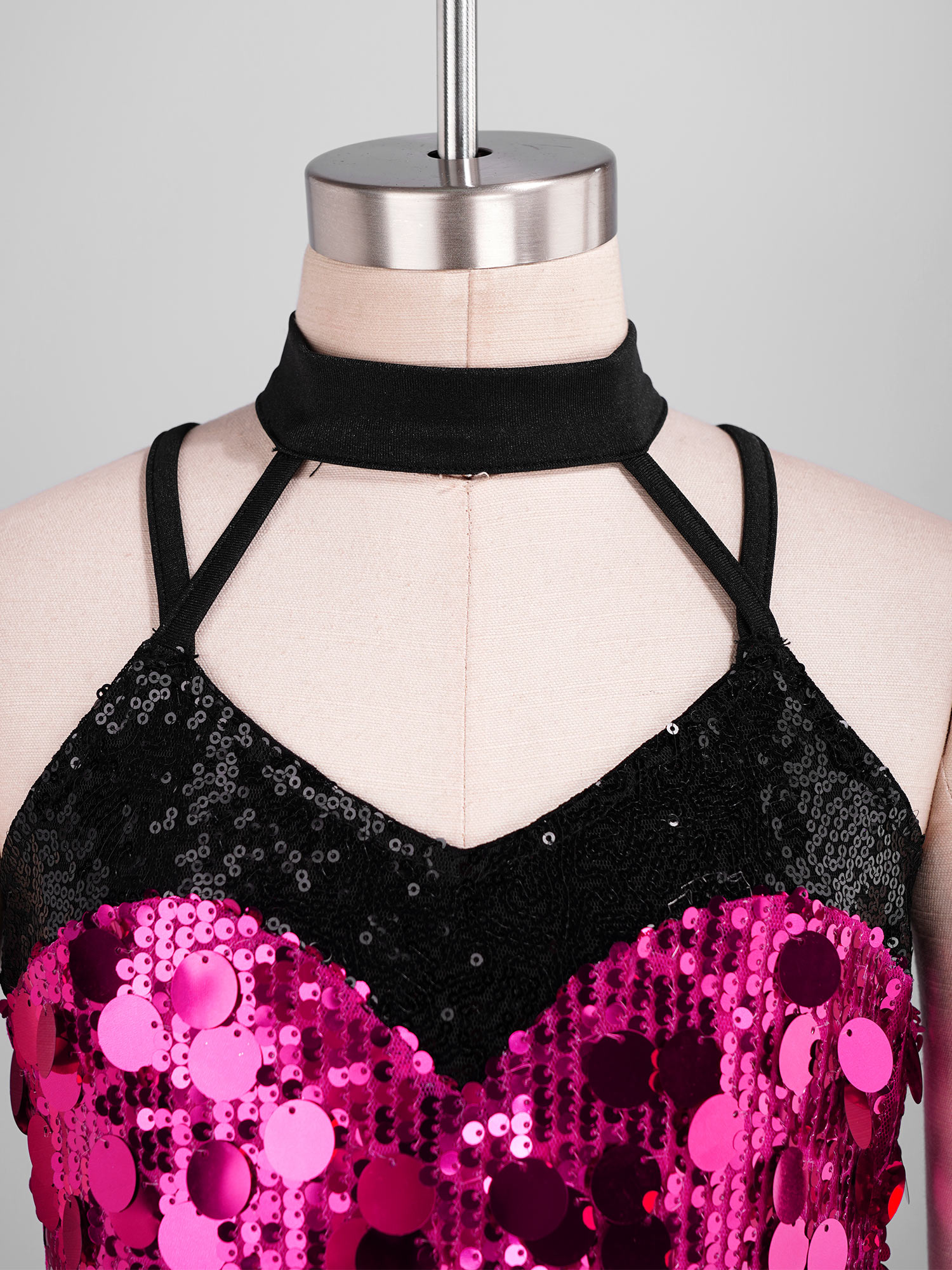 Costume de danse moderne pour enfants : Jazz, Latin, Samba, Rumba, Salsa – Justaucorps de ballet à sequins et jupes à franges avec gants pour filles