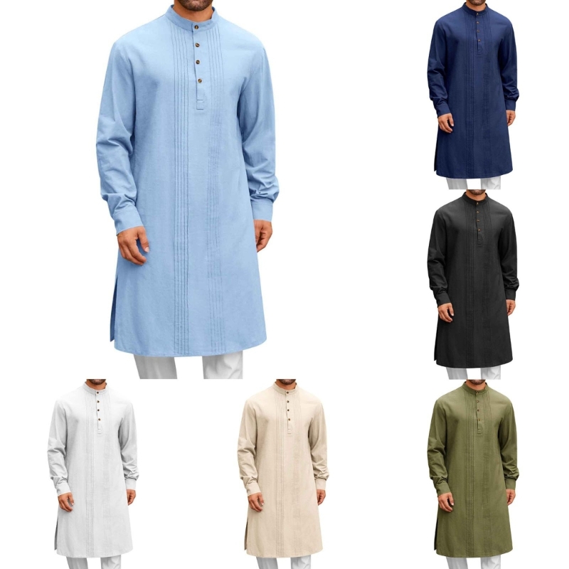 Robe islamique à manches longues G92D pour hommes, offrant une couverture complète élégante lors des cérémonies religieuses des événements sociaux