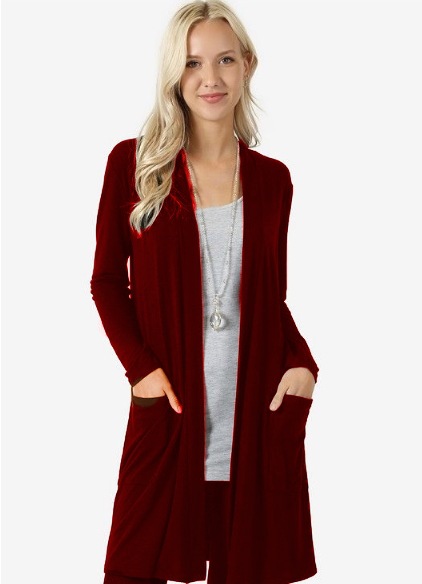Pull à manches longues pour femme, cardigan moyen et long, simple et solide, VPN sion en Europe et en Amérique, nouveau, 2020