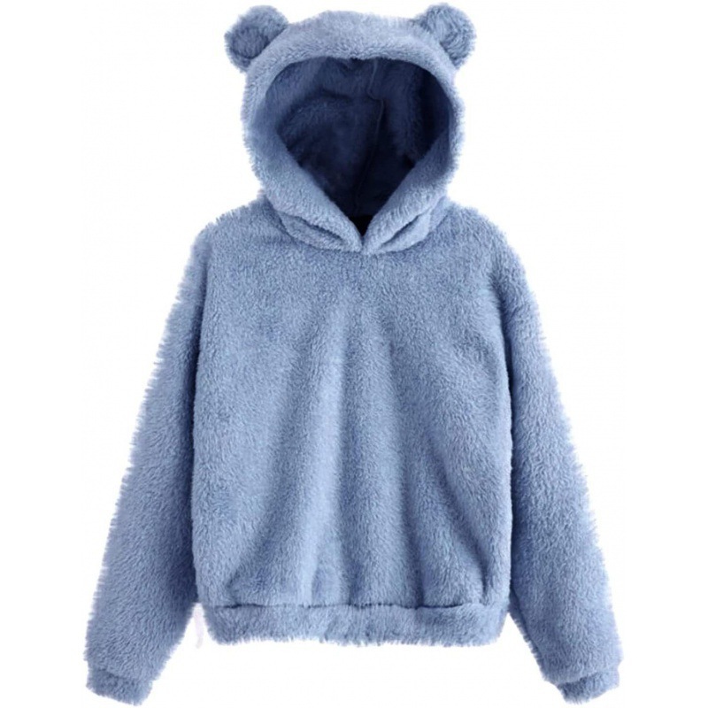Hauts à capuche pour femmes Automne Hiver, Sweat-shirt à capuche oreilles de lapin à manches longues, en peluche mignon et chaud, style décontracté 2026