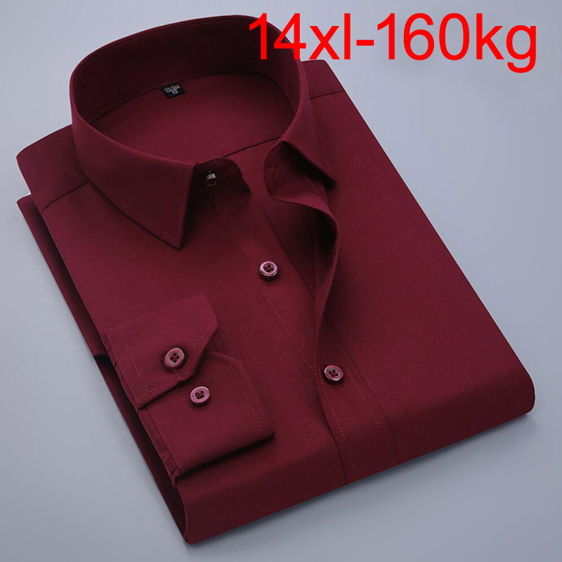 Chemise Homme Grande Taille 8XL 9XL 10XL 12XL 14XL Automne Printemps Bleu Manches Longues Business Grande Taille Mode Travail Habillée 52 54 56