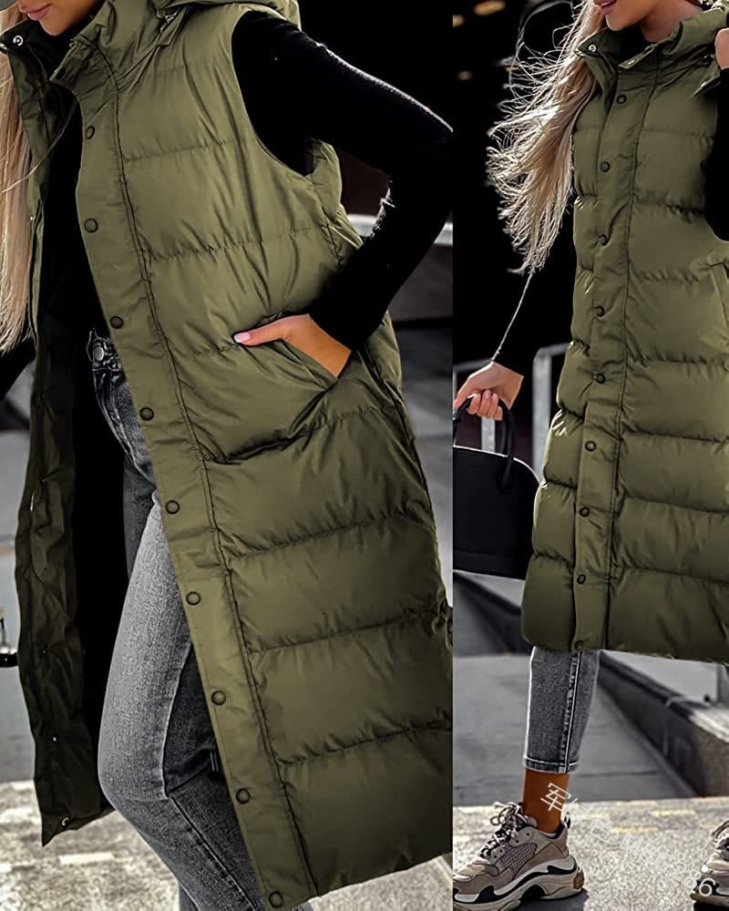 Veste à capuche avec fermeture éclair pour femme, gilet surdimensionné, vêtements d'extérieur d'hiver, Parka à capuche, mode, gilet matelassé décontracté