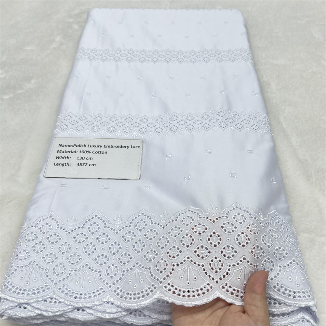 Dentelle africaine 100% coton pour hommes et femmes, tissu voile africain poli, haute qualité, 5 yards, nigérian, Dubaï, couple, couture suisse