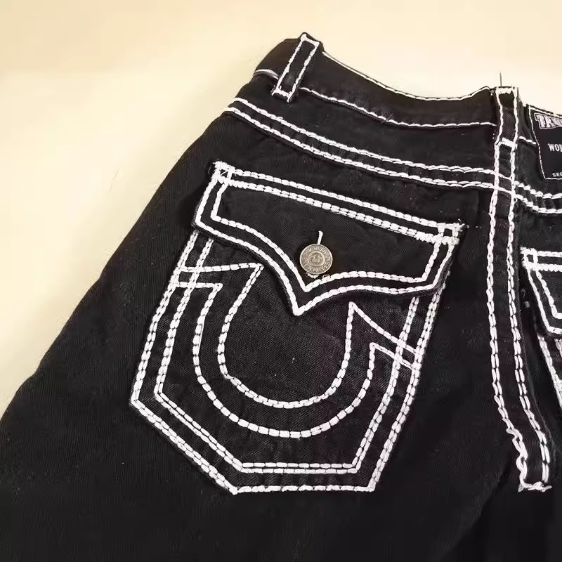 Nouveau Jean Homme Américain Européen Tendance Noir et Blanc Décontracté Simple Basique Coupe Droite Grande Taille