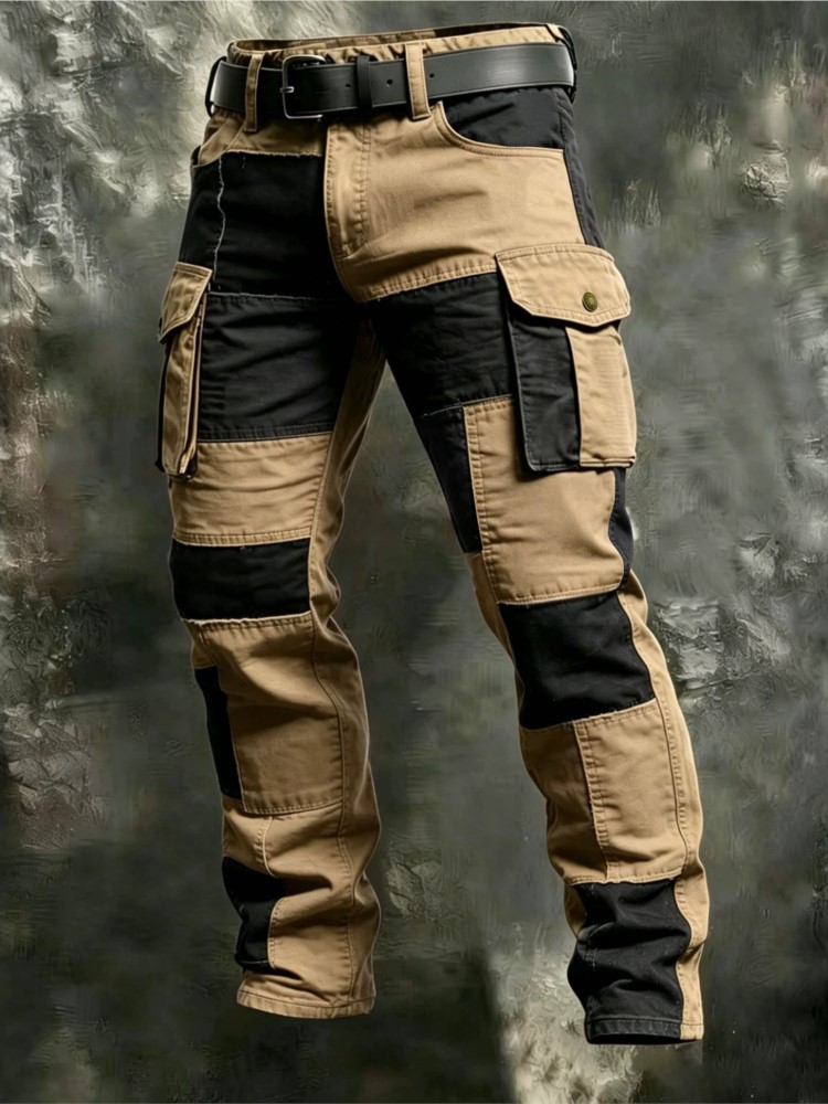 Pantalon Cargo en Coton pour Homme, Kaki, Décontracté, Tactique, Joggers Cargo Multi-Poches, Noir, Style Militaire, Léger, Vêtement de Travail