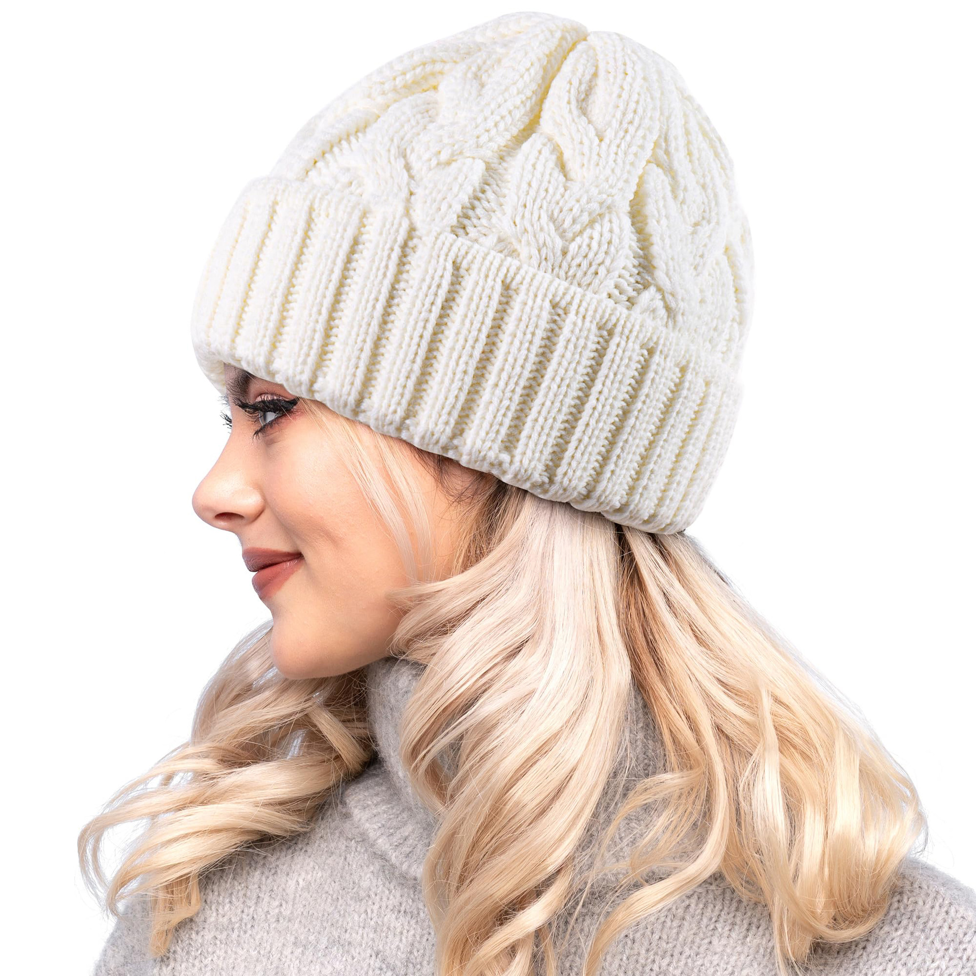 Chapeau chaud fait à la main pour Femme, Bonnet tricoté pour fille, épais et extensible, nouvelle collection automne hiver 2024
