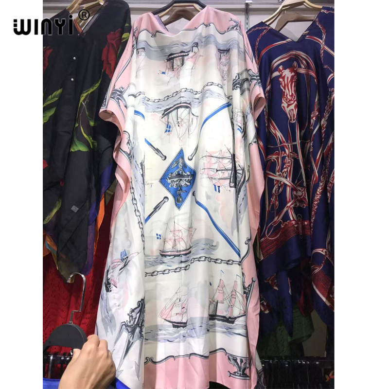 WINYI robe mode turquie robes bohême imprimer Dashiki femmes musulmanes longue caftan été couleur robes africaines pour femme vestido