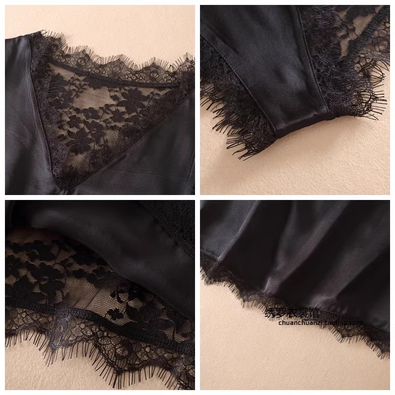 Débardeur Femme en Soie 100% avec Dentelle, Haut Sexy en Satin Fin à Col V Sans Manches – Collection Été 2026